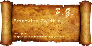 Petrovits Zalán névjegykártya
