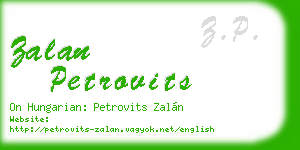 zalan petrovits business card