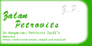 zalan petrovits business card